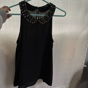 F21 black beaded collar tank, small